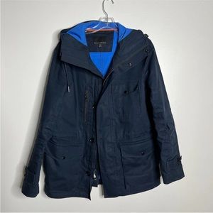 Banana Republic Water Resistant Jacket Mens Solid Blue Vented Hiking Medium